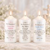 Traditional Personalised Christening Candle Grey