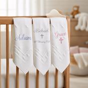 Organic Cotton Baby Christening Shawl - Personalised image