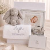 Personalised Christening Hamper with Organic Christening Shawl image