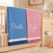 Personalised Knit Cotton Blankets - Striped Trim image