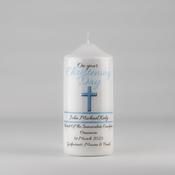 Signature Personalised Christening Candle Blue