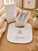 Neutral Bib and Silver Rattle Gift Box image