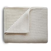 Mushie Knitted Ribbed Baby Blanket (Beige Melange)