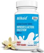 Milkaid Lactase Enzyme Tablets 120s | Vanilla Flavour image
