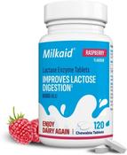 Milkaid Lactase Enzyme Tablets 120s | Raspberry Flavour image
