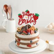 Happy Birthday Strawberry Topper 6.5" x 5.5"