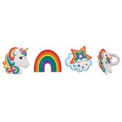 Rainbow &amp; Unicorn Rings - 40mm - 6pk