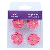 Pink Roses Sugar Pipings 12 Pc