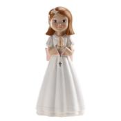Dekora Resin Communion Girl - Rosary Pink Ribbon  6"