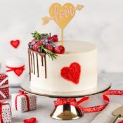 Gold and Pink Heart Topper 13cm x 11cm