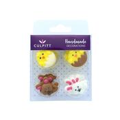 Cute Bunny &amp; Chicks Sugar Decorations - 12 pack