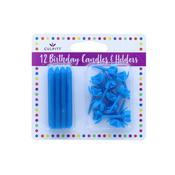 Blue Candles And Holders 12pk image