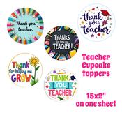 Thank you Teacher Cupcake Toppers 15 x 2"