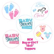 Boy or Girl ? Shower Edible Cupcake Toppers 15 x 2"