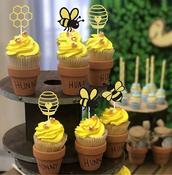 Bee &amp; Honey Cupcake Toppers 6pc