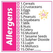 Allergens Sticker Labels Approx  2.36" x 2.36" 24pk or 48pk