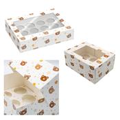 Bear &amp; Star Cupcake Box - 6 or 12 Insert 4" High