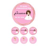 Customised Inclusive Communion Girl Toppers 7" Disc &amp; 6 x 2"