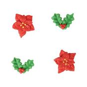 Holly &amp; Poinsettia Sugar Pipings 250pk