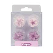 Lilac Flower Sugar Pipings - Pk 12
