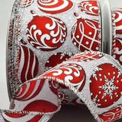38mm Red and White Christmas Baubles 10 Mtrs image