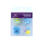 Blue ABC Baby Sugar Decorations - 12 Packs