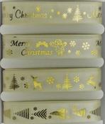 15mm Assortment Ivory Merry Christmas Ribbon 4 x 2 Mtr image