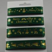 15mm Assortment Merry Christmas Green Ribbon 4 x 2 Mtr image