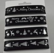 15mm Assortment Black Merry Christmas Ribbon 4 x 2 Mtr image