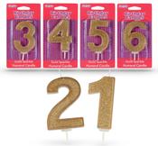 Gold Sparkle Number Candles 0-9 image