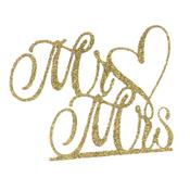 Mr &amp; Mrs Heart Gold Glitter
