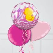 Baby Girl Duck Inflated Foil Balloon Bunch image