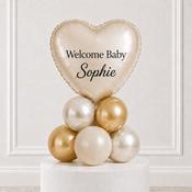 Beige Heart Welcome Baby Personalised Stack
