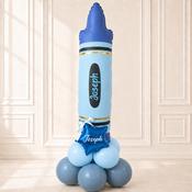 Blue Crayon Back to School Personalised Balloon Stack