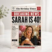 Breaking News Personalised Birthday Greeting Card image