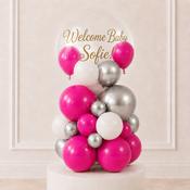 Fuchsia Welcome Baby Personalised Bubble Stack