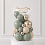 Eucalyptus Green Welcome Baby Personalised Bubble Stack