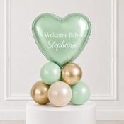 Mint Green Heart Welcome Baby Personalised Stack
