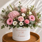 Personalised 30th Birthday Rose Flower Hat Box