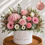 Personalised Blush Rose Anniversary Hat Box