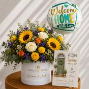 Personalised New Home Flowers, Welcome Home Balloon &amp; Card