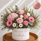 Personalised She Said Yes Flower Hat Box