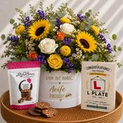 Personalised Sunshine Hat Box, Chocolates &amp; Congratulations Card