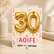 Personalised 30th Birthday Balloon Greeting Card image