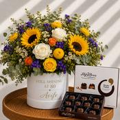 Personalised 80th Birthday Flowers &amp; Chocolates Gift Set