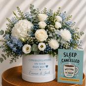 Personalised Baby Boy Flowers &amp; Card Gift Set