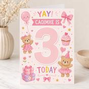 Personalised Birthday Teddy Bear Birthday Greeting Card