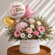 Personalised Blush Rose Hat Box &amp; Baby Shower Balloons