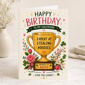 Personalised Expert at Stealing Hoodies Birthday Greeting Card