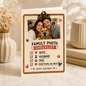 Personalised Family Photo Checklist Birthday Greeting Card